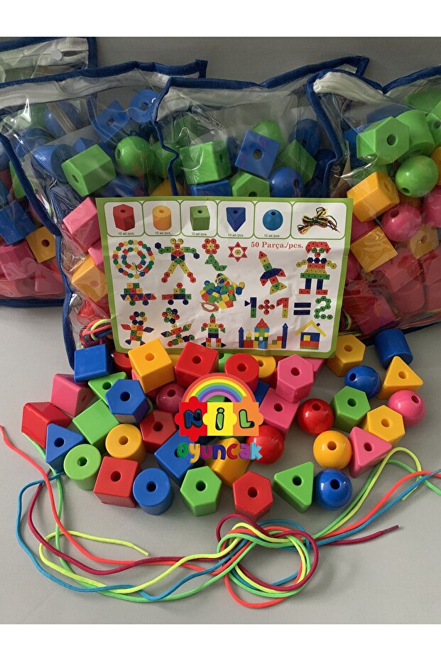 50 قطعة من الخرز الملون الهندسي - 3