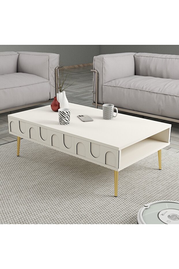 Lyon Orta Sehpa - Krem / Altın - 1