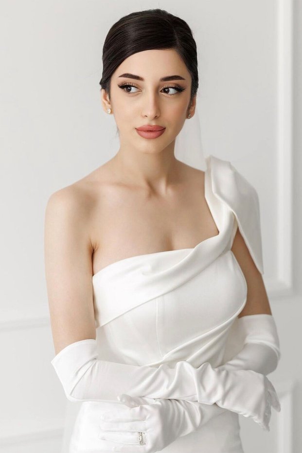 Long Bridal Gloves Satin Wedding Costume Gloves Satin Gloves For Opera and Prom White