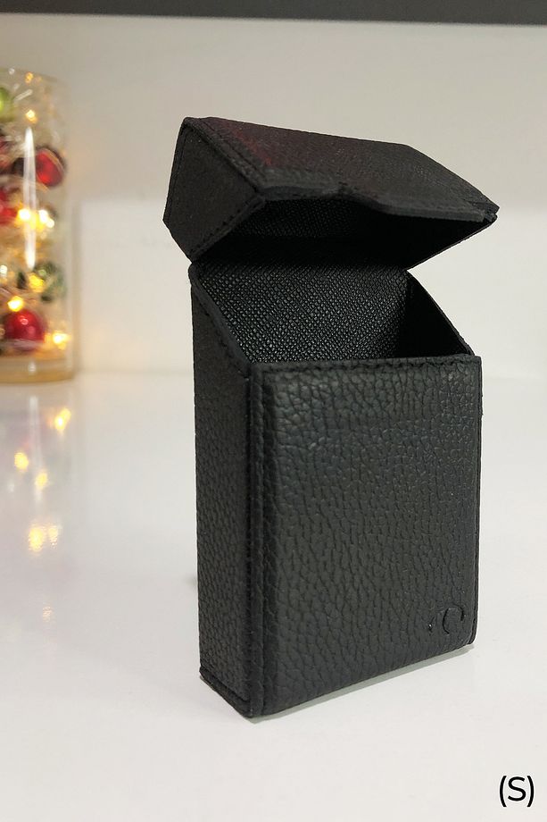 Deri Sigara Kutusu - Kısa Dar Paket (S) - Touch Blue-Slender- Mıknatıslı- SimSiyah - 4