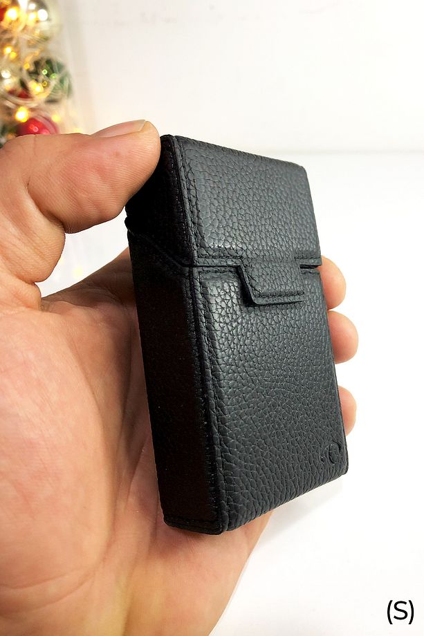 Deri Sigara Kutusu - Kısa Dar Paket (S) - Touch Blue-Slender- Mıknatıslı- SimSiyah - 5