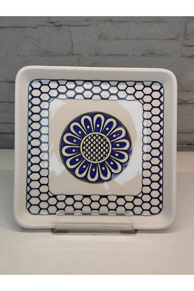 PCS SQUARE BLUE DESSERT/CAKE PLATE PORCELAIN PORCELAIN 18,5x18,5cm 1 PIECE