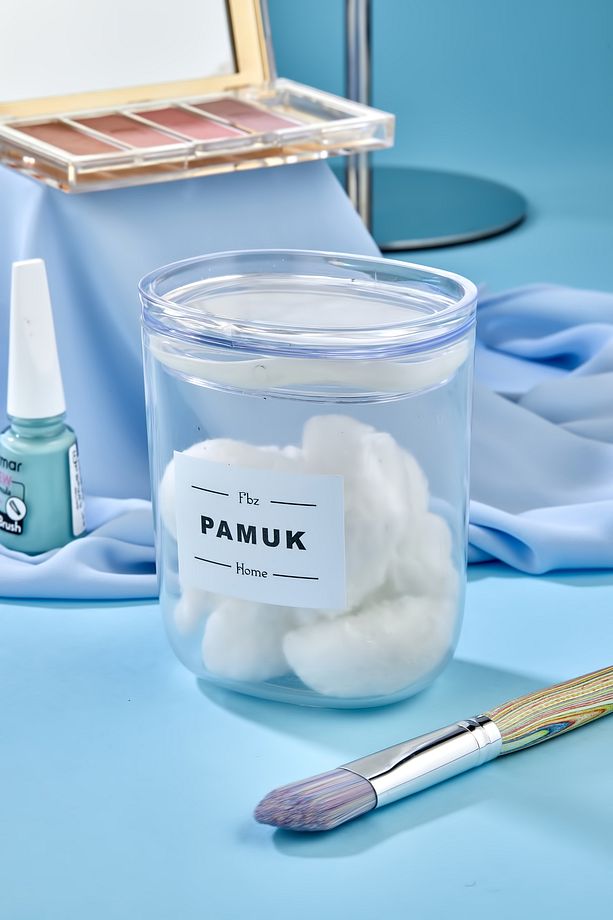 Dekoratif Akrilik Pamuk Saklama Kutusu - Organizeri 400 Ml - 1
