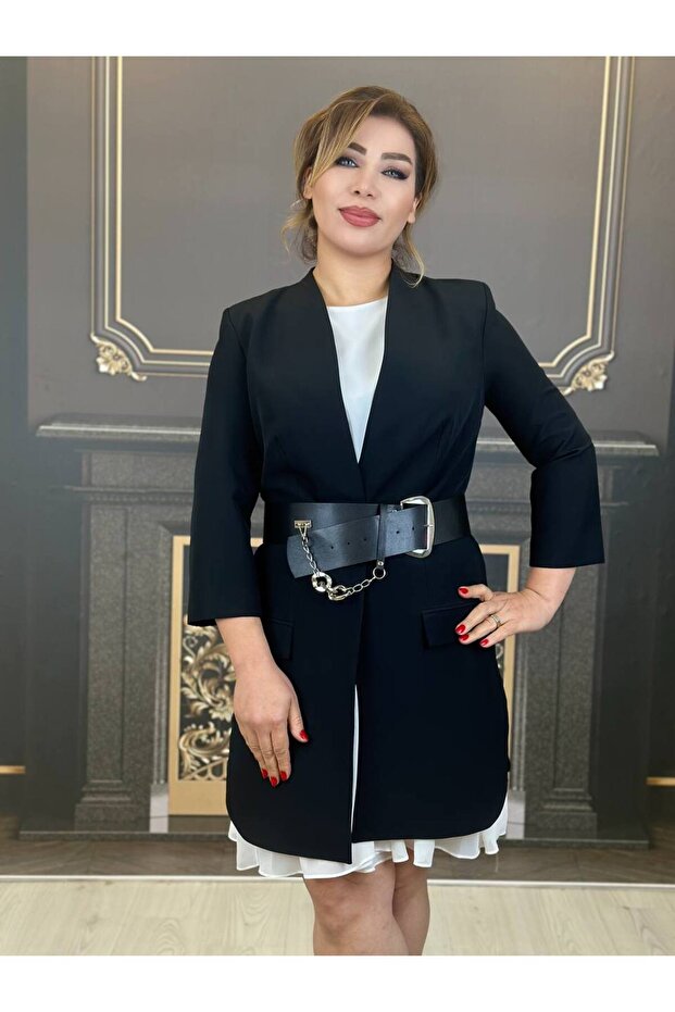 طقم سترة أسود طويل من الداخل والخارج - 2