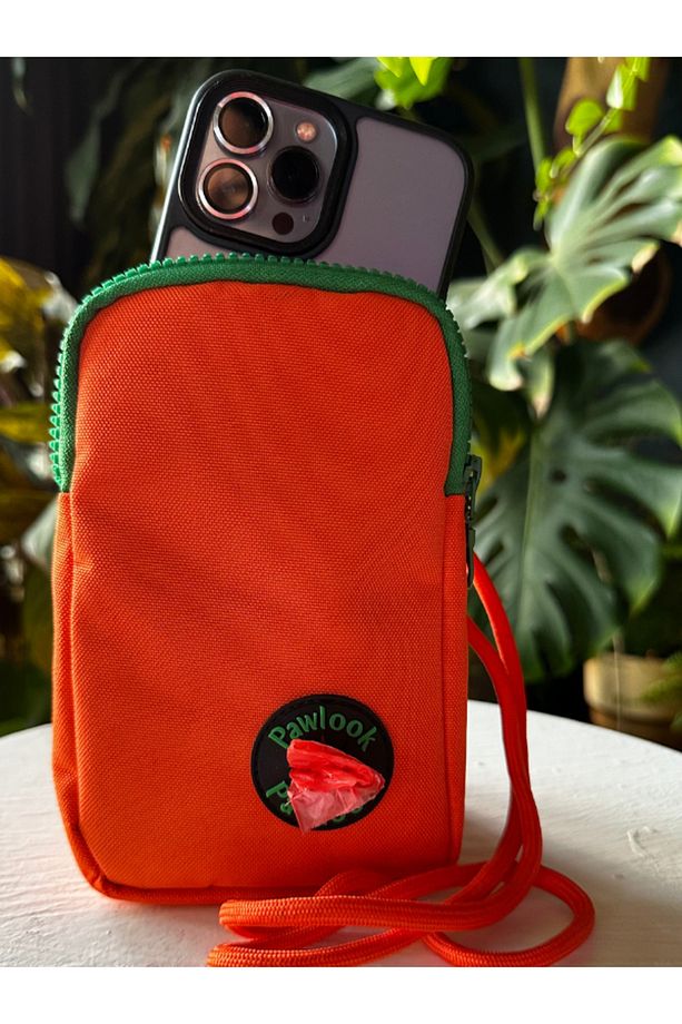 , Orange, Köpek Tasması, Cep Telefonu Çantası, Kaka Poşeti Set, Gezdirme Kayışı, - 3