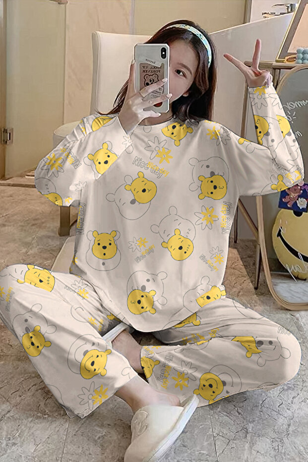 Long Sleeve Pajama Set Pooh Supersoft Basic Single Jersey