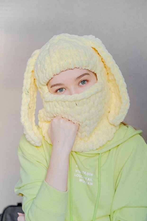 bunny peluş balaclava kar maskesi - 1