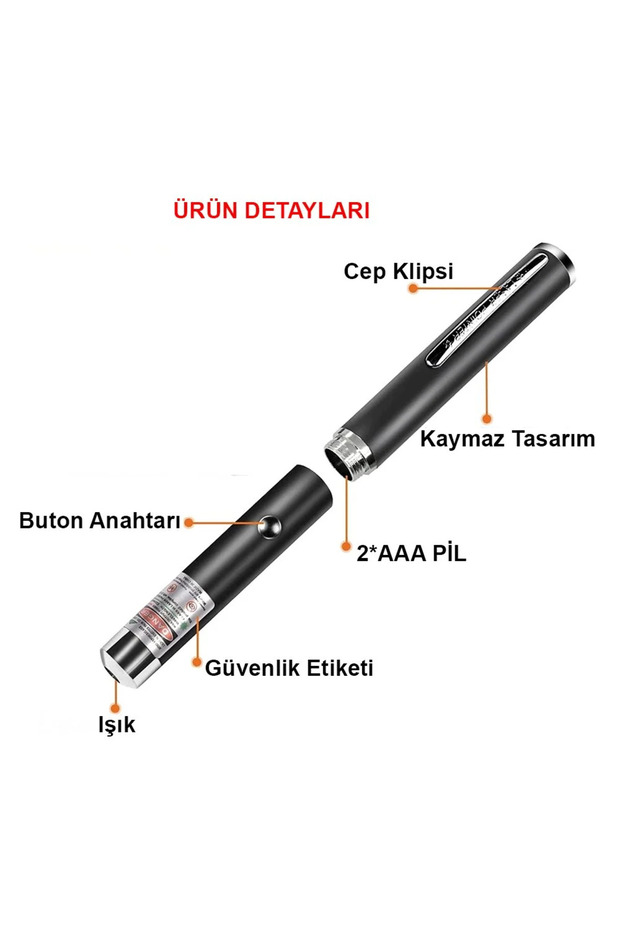 2 X AAA PİLLİ TEK BAŞLIK YEŞİL LASER POINTER 300 Mw 50 Km Etkili Yeşil Lazer Pointer Green lazer - 4