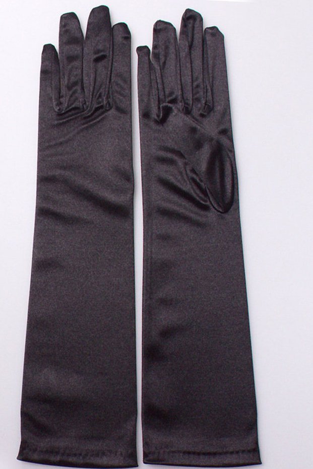 Satin Half Sleeve Bridal Gloves Sadetn Fabric Costume Gloves For Women Prom Gloves Black