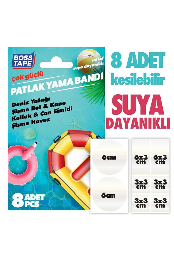 Patlak Yama Tamir Bandı 8 Adet Şişme Top Bot Kolluk Pilates Topu Patlak Yaması - 3