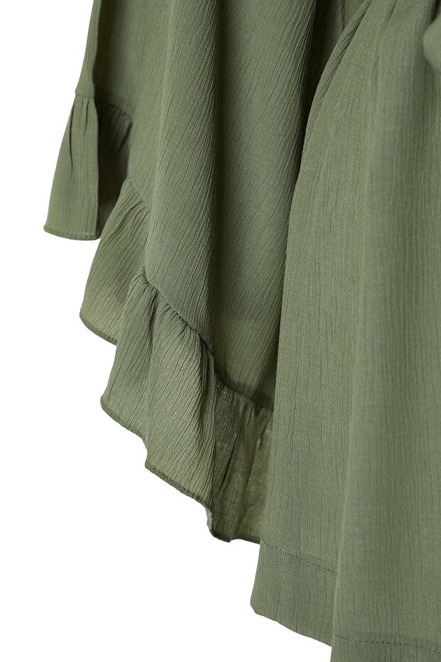 Haki Dokuma Plaj Mini Kuşaklı Kimono&Kaftan TBESS21KM0002 - 7