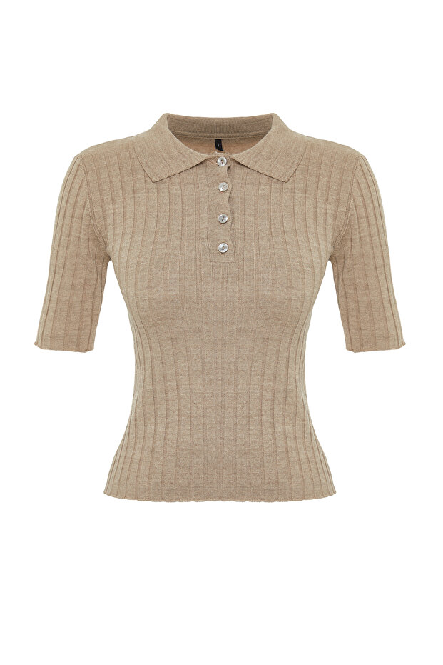 Vizon Basic Polo Yaka T-Shirt Görünümlü İnce Bluz TWOSS20BZ0112 - 7