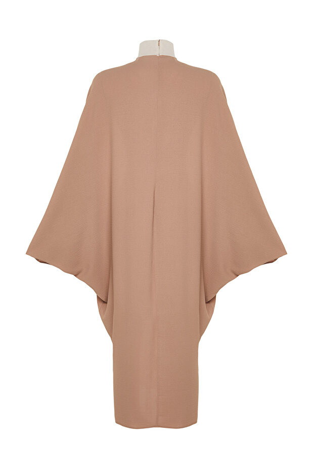 Taş Renk Bloklu Aerobin Dokuma Kaftan Elbise Jalabiya TCTSS24KK00000 - 9