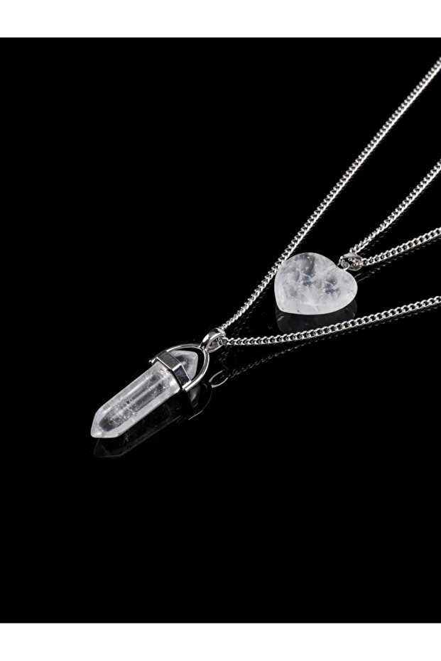 LOVER'S NECKLACE CRYSTAL QUARTZ&CRYSTAL QUARTZ