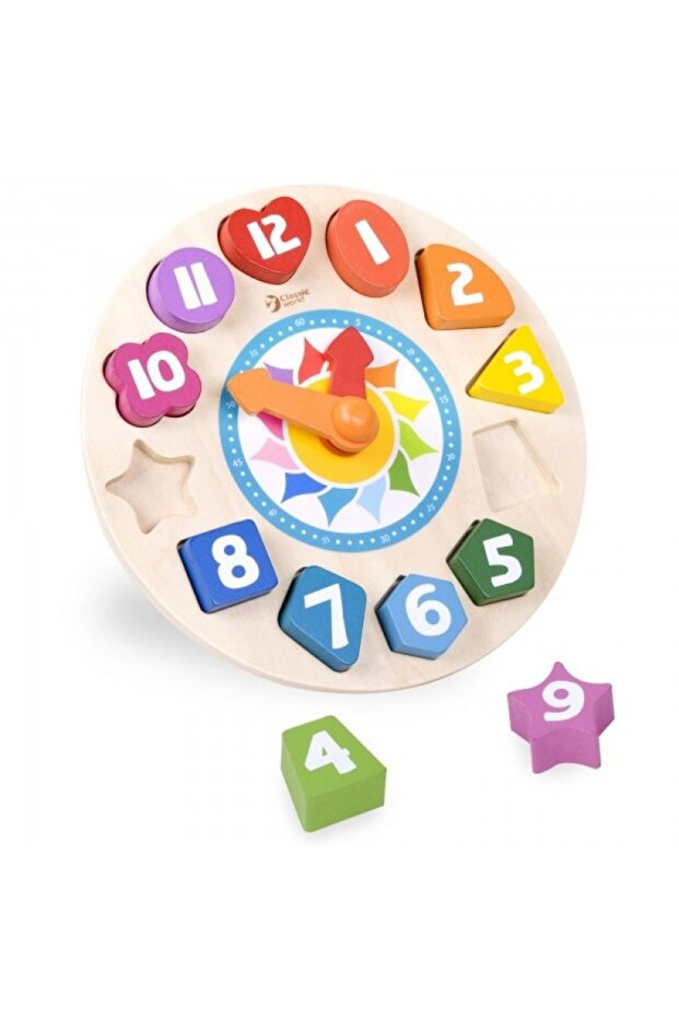 Wooden Clock And Shapes Tick Tock