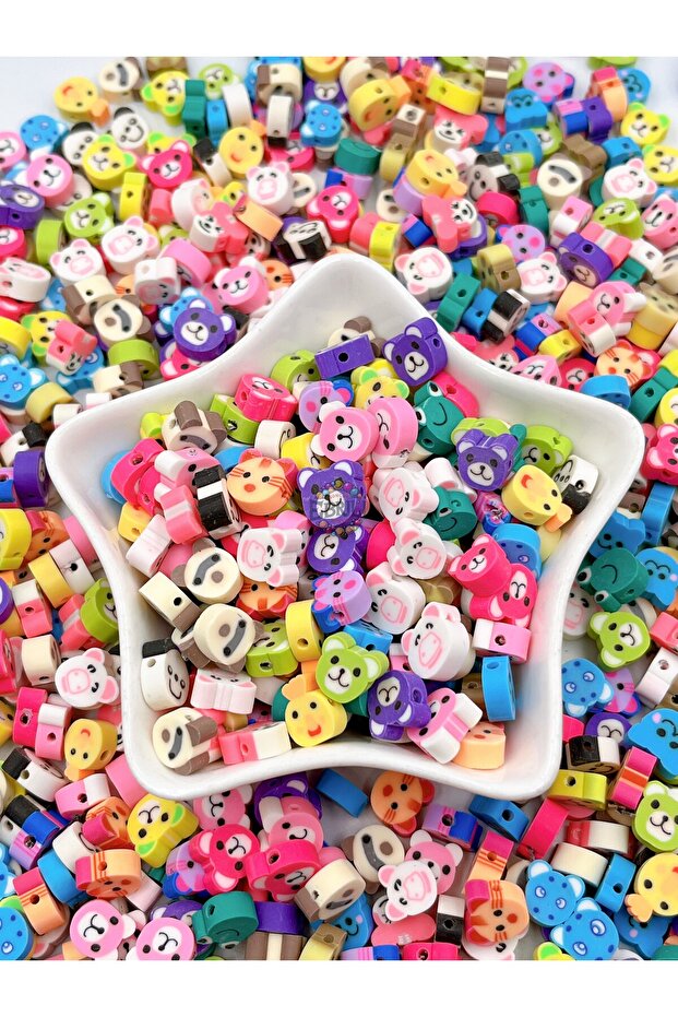 10mm Animal Figure Colorful Polymer Fimo Beads Fimo Jewelry Making Bead (100 Pieces)