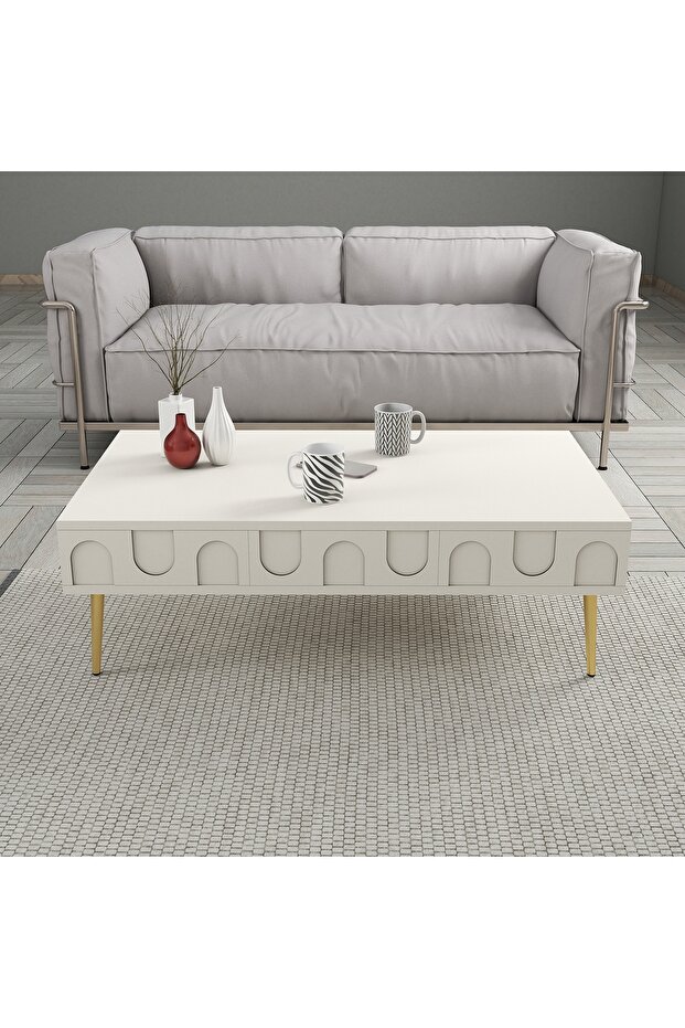 Lyon Orta Sehpa - Krem / Altın - 2