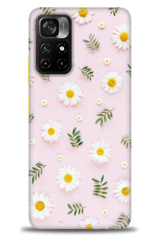 حافظة هاتف Xiaomi Redmi Note 11 Pro Plus مطبوعة بدقة HD - أقحوانات + واقي شاشة كامل