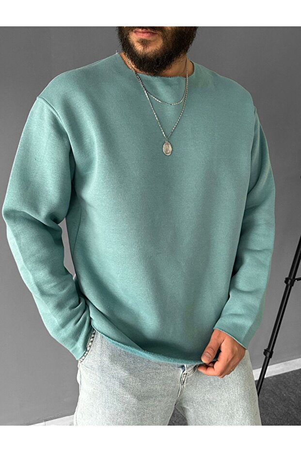 Pis Yaka Bebe Mavi Basic Oversize Sweatshirt - 2