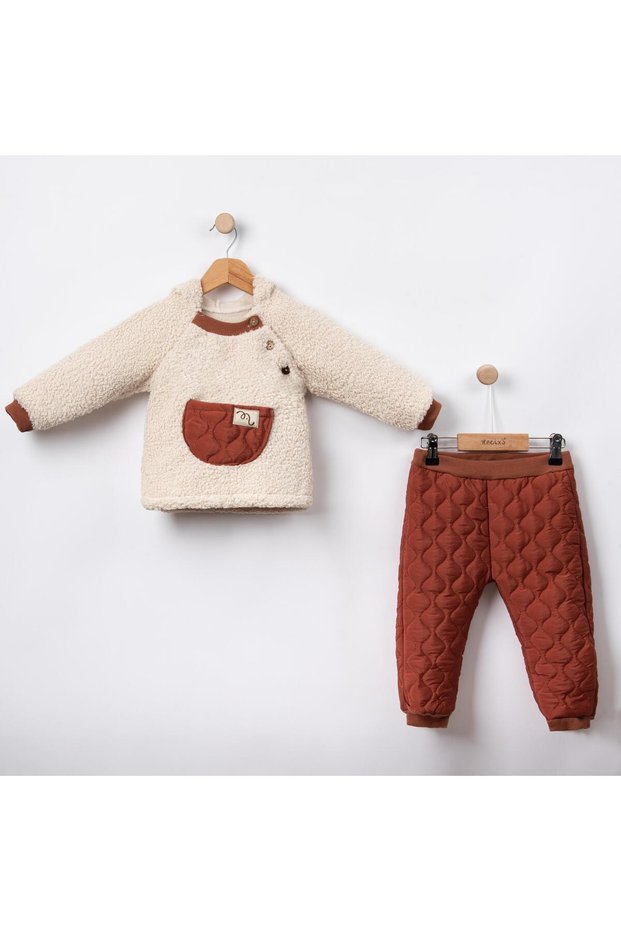Cute Baby Girl/Boy Hooded Fleece Quilted Bottom Baby Set