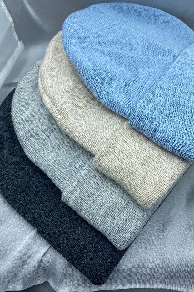 طقم قبعة شتوية أساسية قابلة للطي للجنسين مكونة من 4 قطع - 1