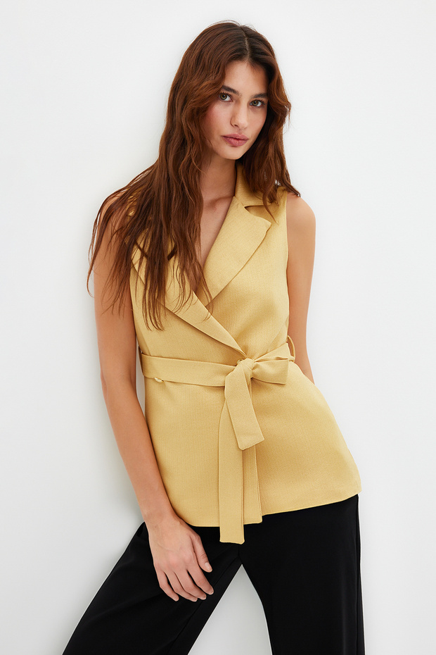 Camel Regular Kemerli Dokuma Yelek TWOAW23YE00021 - 2