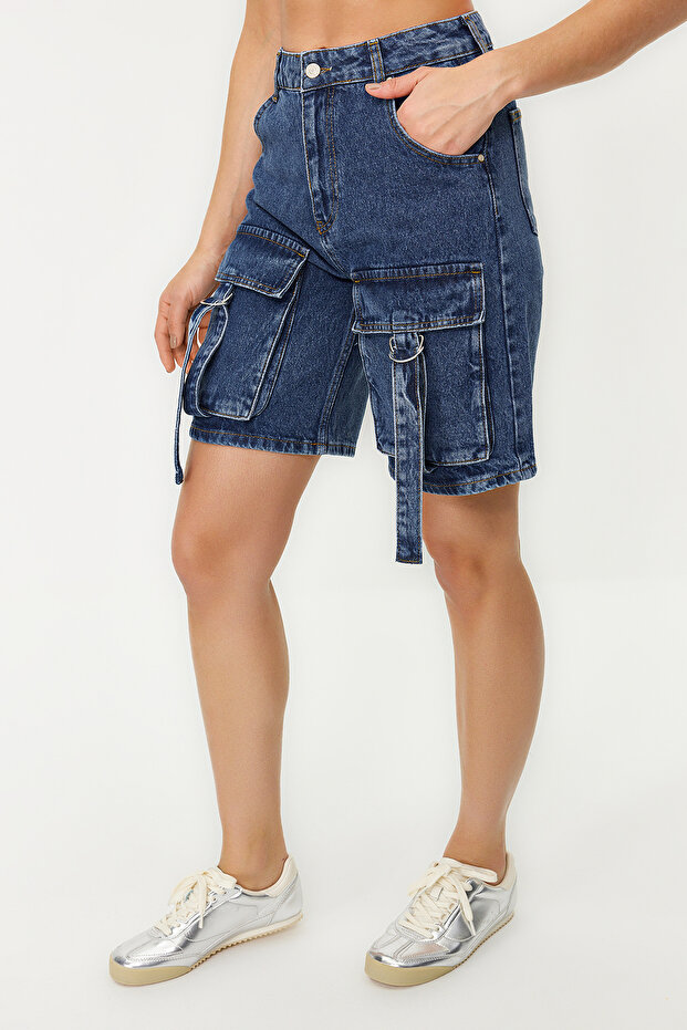 Mavi Kargo Cepli Normal Bel Denim Bermuda TWOSS24SR00014 - 5