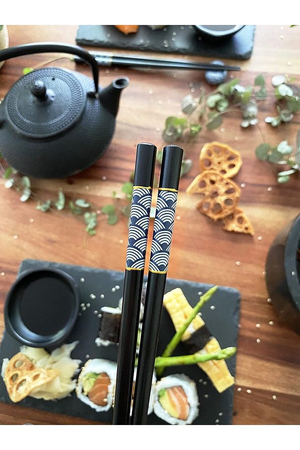 Sushi seti 2 kişilik – siyah, 10 parçalı Sushi yemek takımı - 4