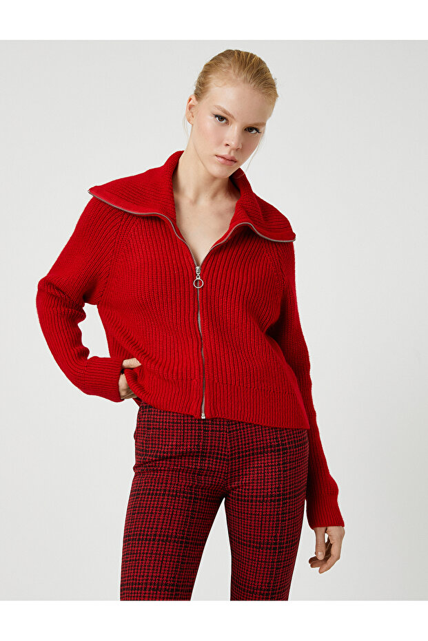 Zippered Knitted Cardigan