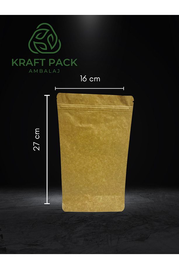 Kahve Dünyası,doypack Kraft-alu-pe Kahve Torbası , Zipli Kilitli Poşet -16*27 Cm 20 Adet - 1