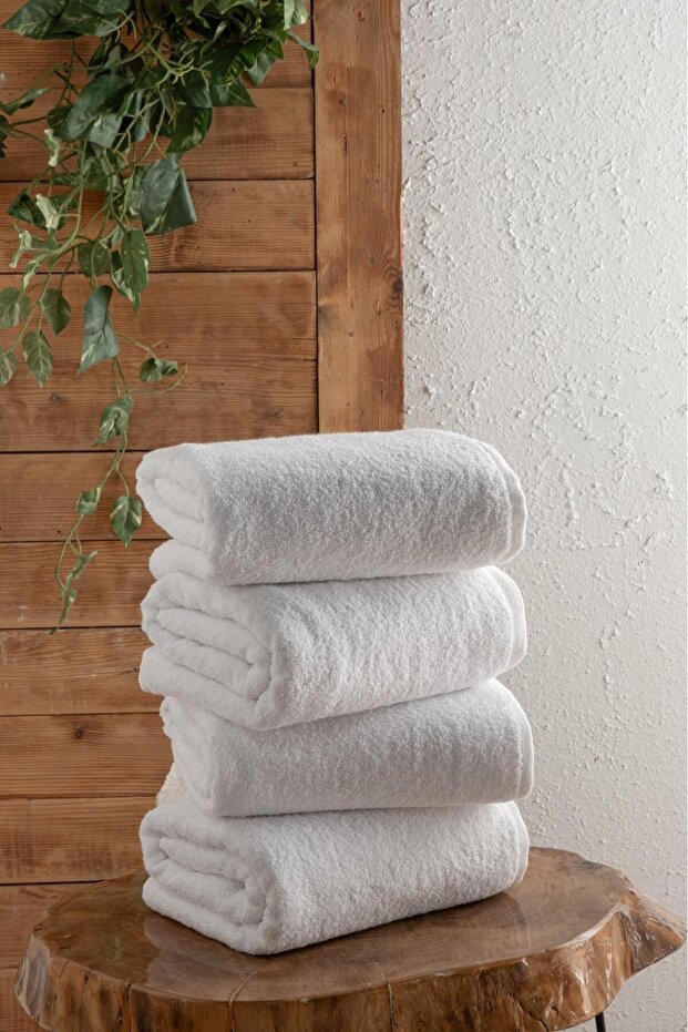 Simple 4-Piece 50x90 Cm Double Stitched Hotel Towels White Bathroom Towels