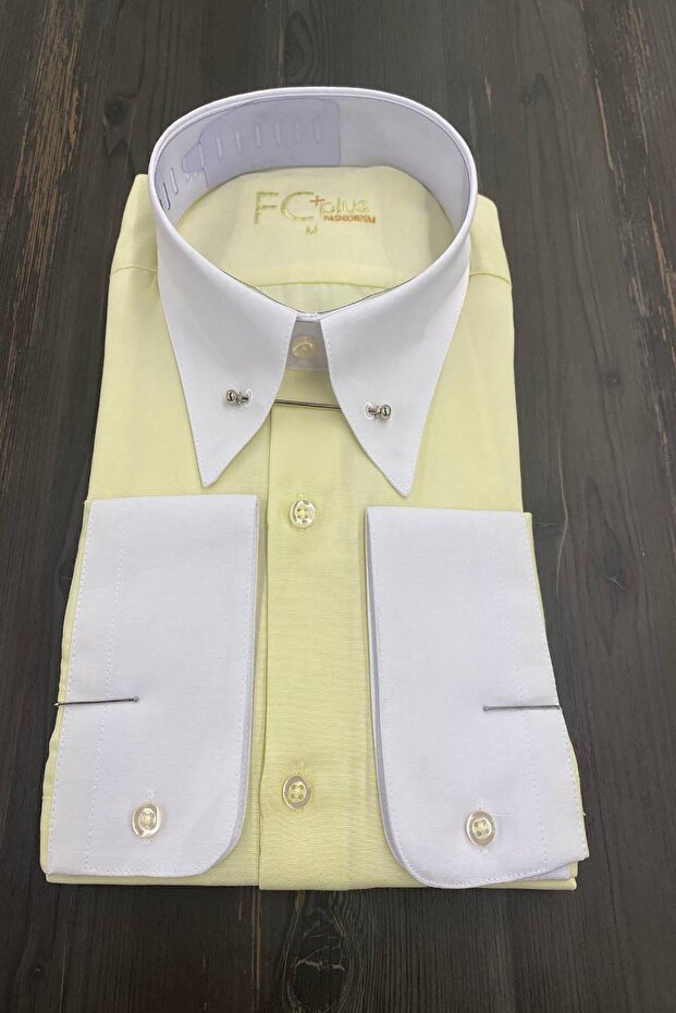 SARI İĞNELİ YAKA GÖMLEK - SLİM FİT - 2