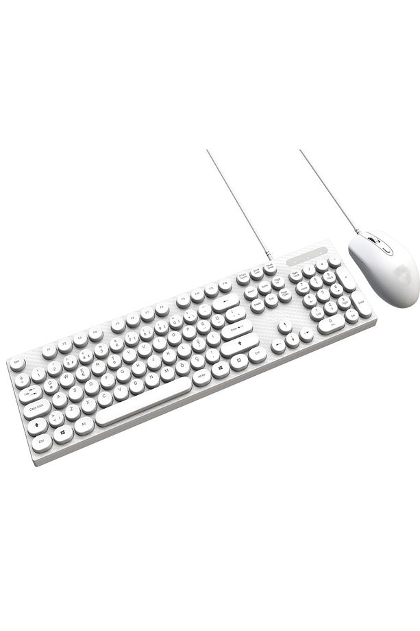 MK-119 Retro Daktilo Klavye Mouse Set Kablolu - 4
