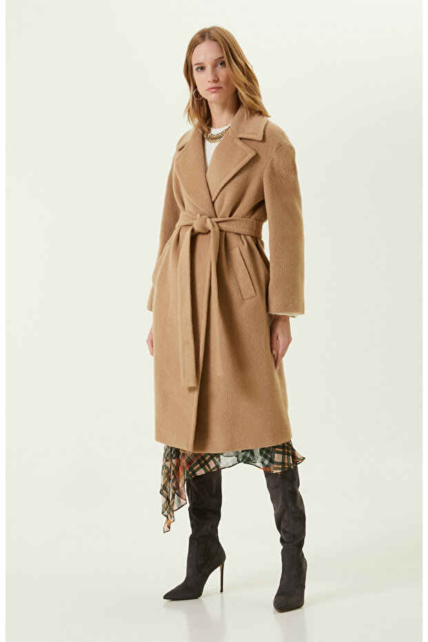 Camel Yün Karışımlı Manto - 1