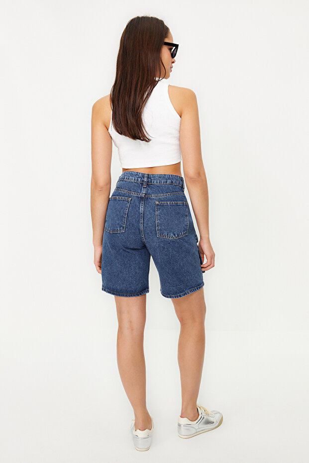 Mavi Kargo Cepli Normal Bel Denim Bermuda TWOSS24SR00014 - 6