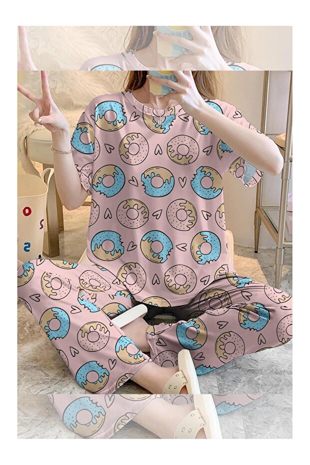 طقم بيجامة بأكمام قصيرة من Donut Supersoft Basic Single Jersey