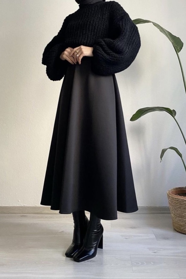 Scuba Flared Skirt - 1