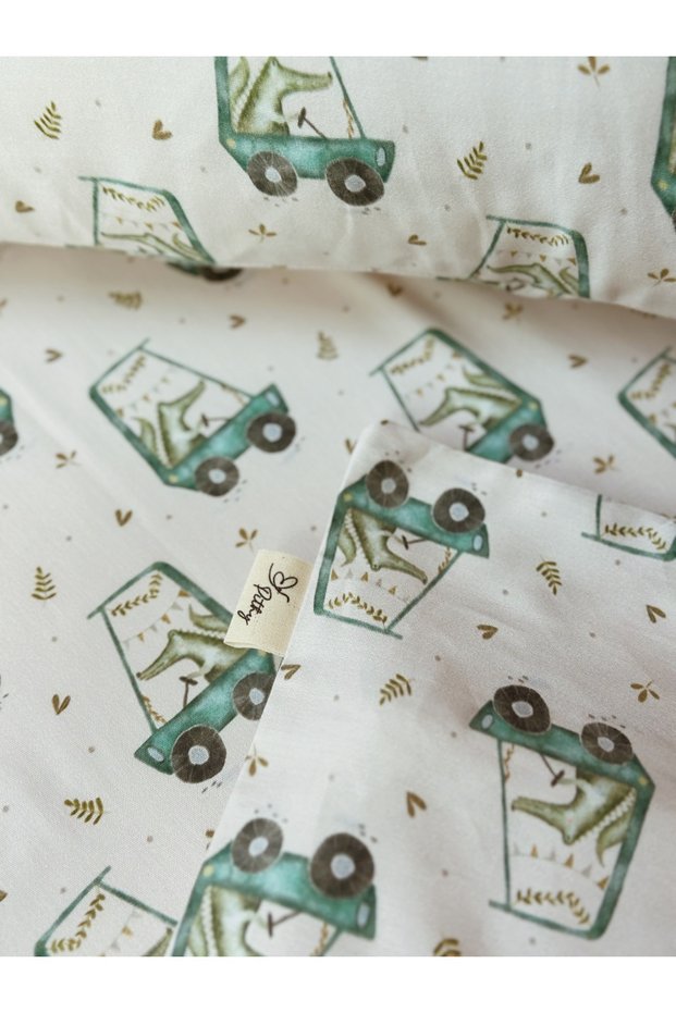 Cotton Satin Fitted Sheet Set (120x200)-Crocodile