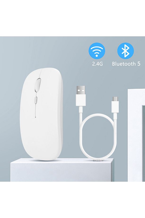 Apple Macbook Şarj Edilebilir Sessiz Mouse Bluetooth + 2.4Hz Wifi Kablosuz Mouse Fare - 4