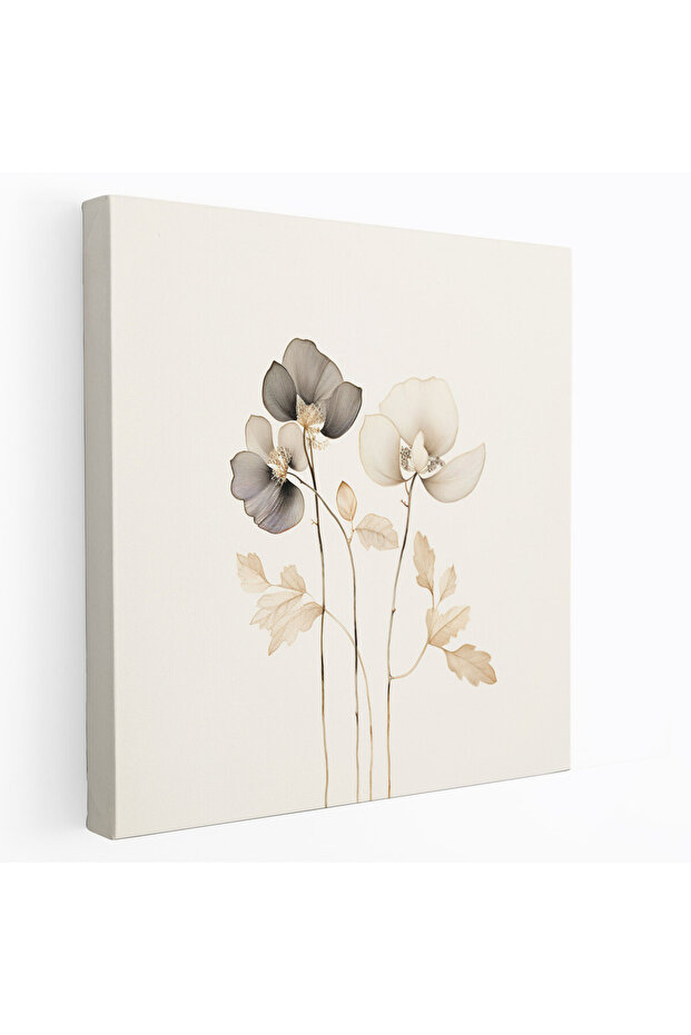 Nötr botanik Kanvas Tablosu - nötr, duvar sanatı, narin flora, minimalist - 1