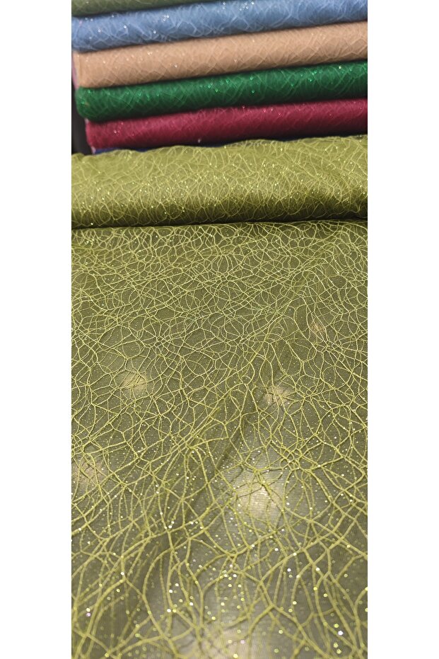 Glitter Corded Tulle Khaki
