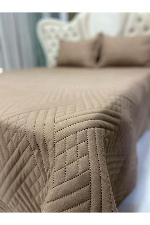 KAPİTÖNE YATAK ÖRTÜSÜ PAMUKSU PİKE TAKIMI ÇİFT KİŞİLİK 240X260 - 4