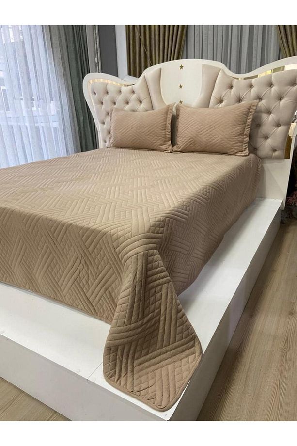 KAPİTÖNE YATAK ÖRTÜSÜ PAMUKSU PİKE TAKIMI ÇİFT KİŞİLİK 240X260 - 3