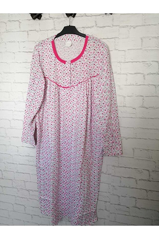 Oversize, Thick, winter, raised inside, 3 buttons, 100% cotton, large size, long mother's nightgown