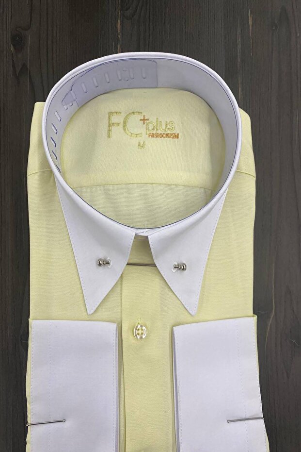 SARI İĞNELİ YAKA GÖMLEK - SLİM FİT - 3