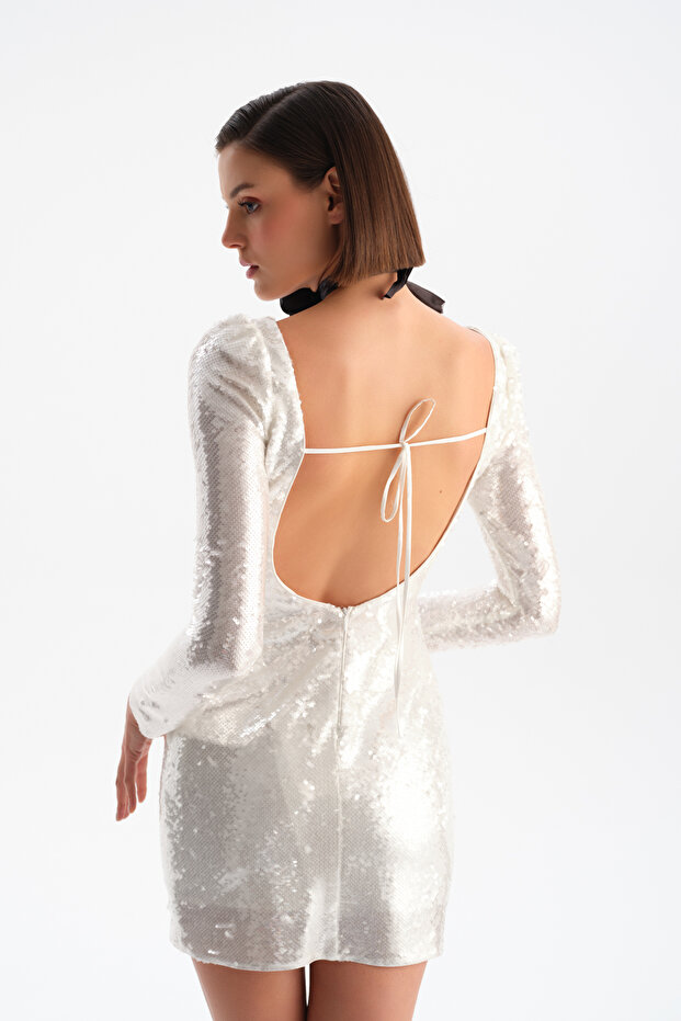 Payet Kumaş Mini Elbise - 4