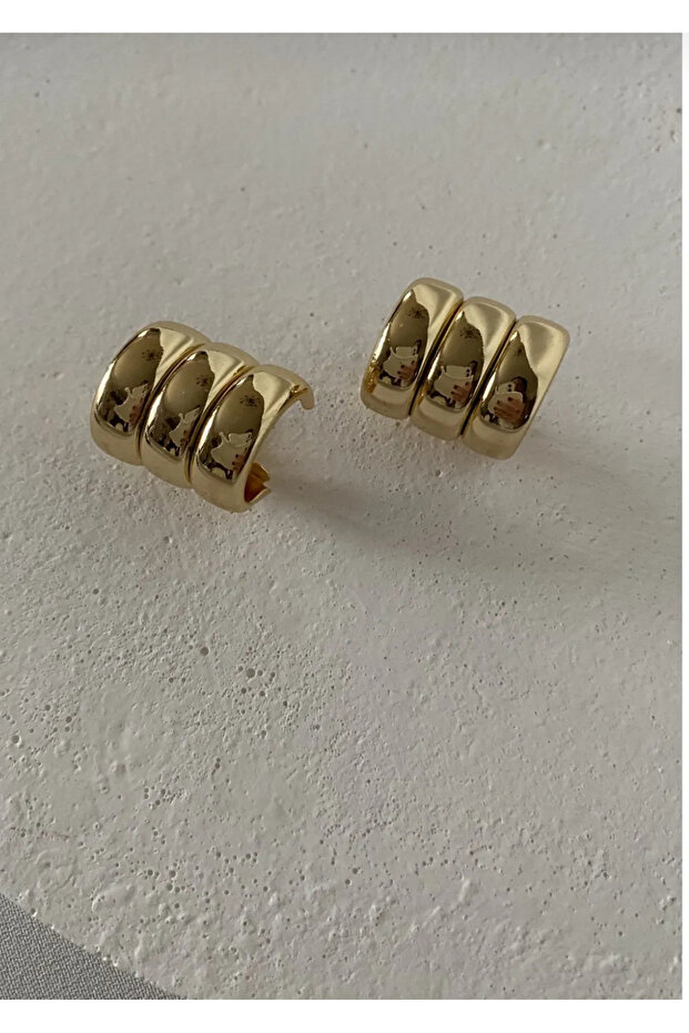 Çelik Küpe Üçlü Bombeli Küpe - 2