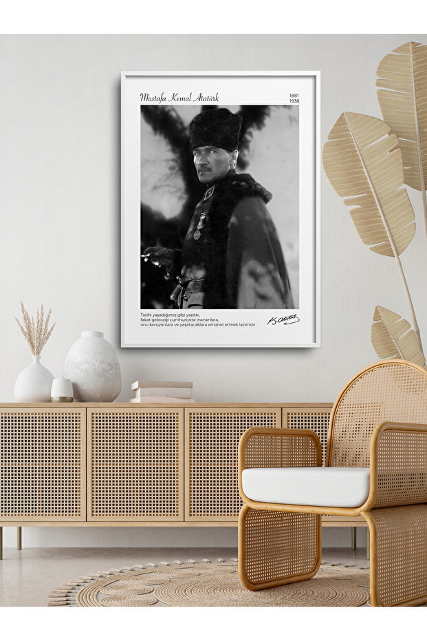 Single Framed Ataturk Portrait Poster Painting Ata014