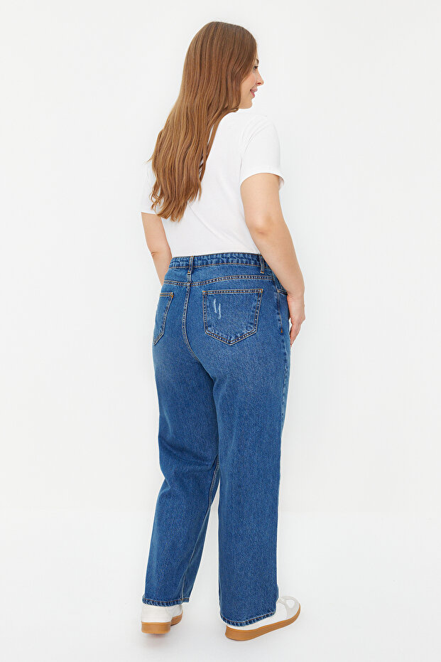 Világoskék, magas derekú, széles szabású farmernadrág TBBAW24CJ00069 - 6