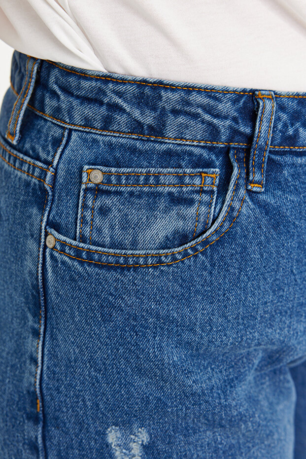 Világoskék, magas derekú, széles szabású farmernadrág TBBAW24CJ00069 - 5